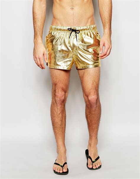 gold metallic mens boxing shorts|metallic high waisted shorts.